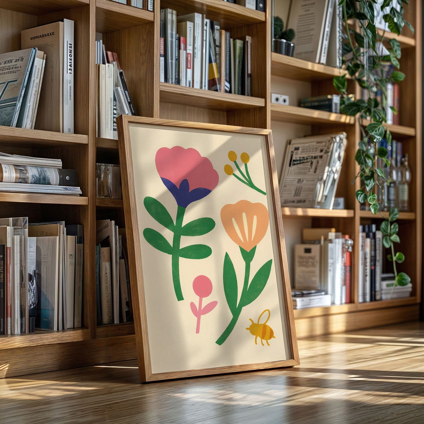 Bumblebee and Blossoms on Cream