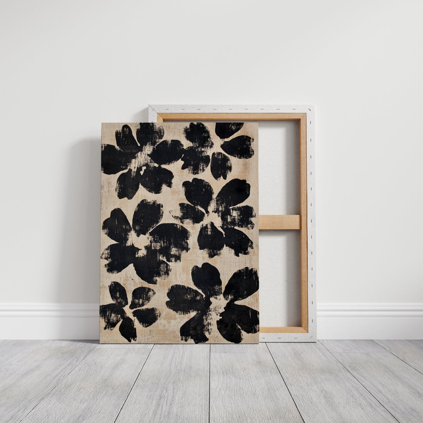 Japanese Ink Floral Print – Bold Brushstroke Blossom Wall Art