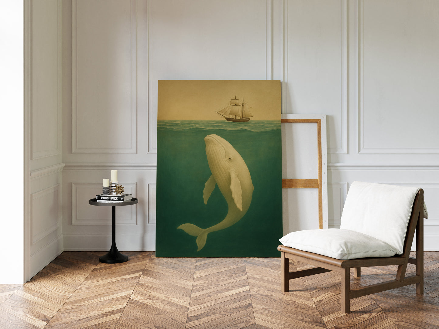 Whale Beneath the Golden Horizon