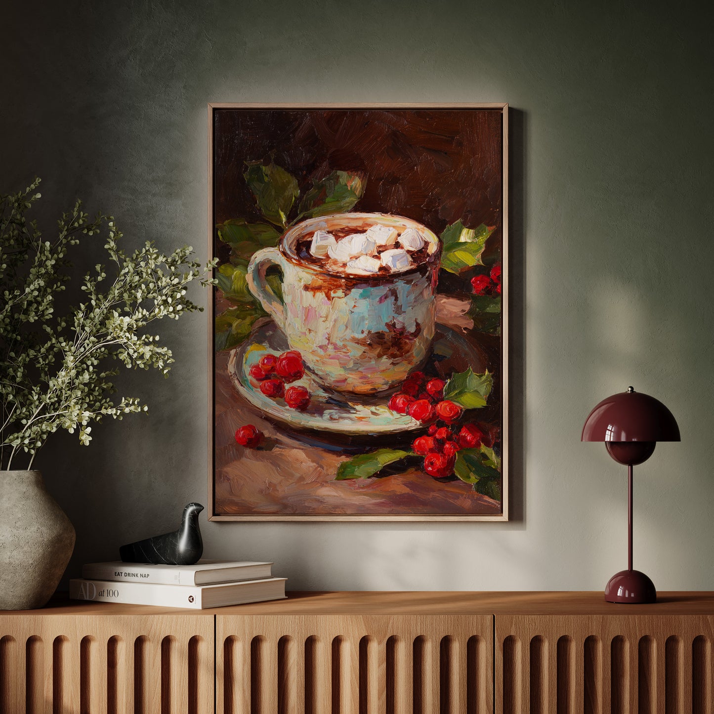 Sipping Warmth Among Winter Berries