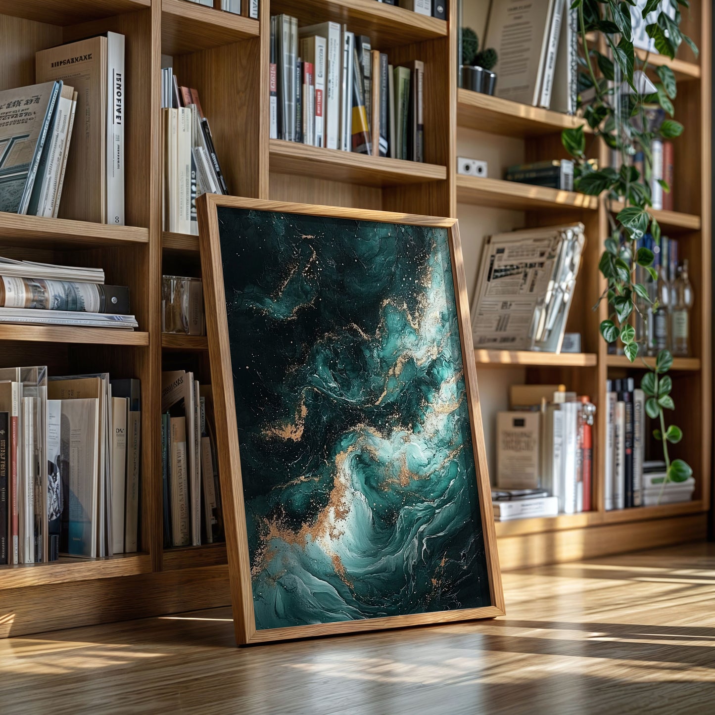 Celestial Drift in Emerald and Gold