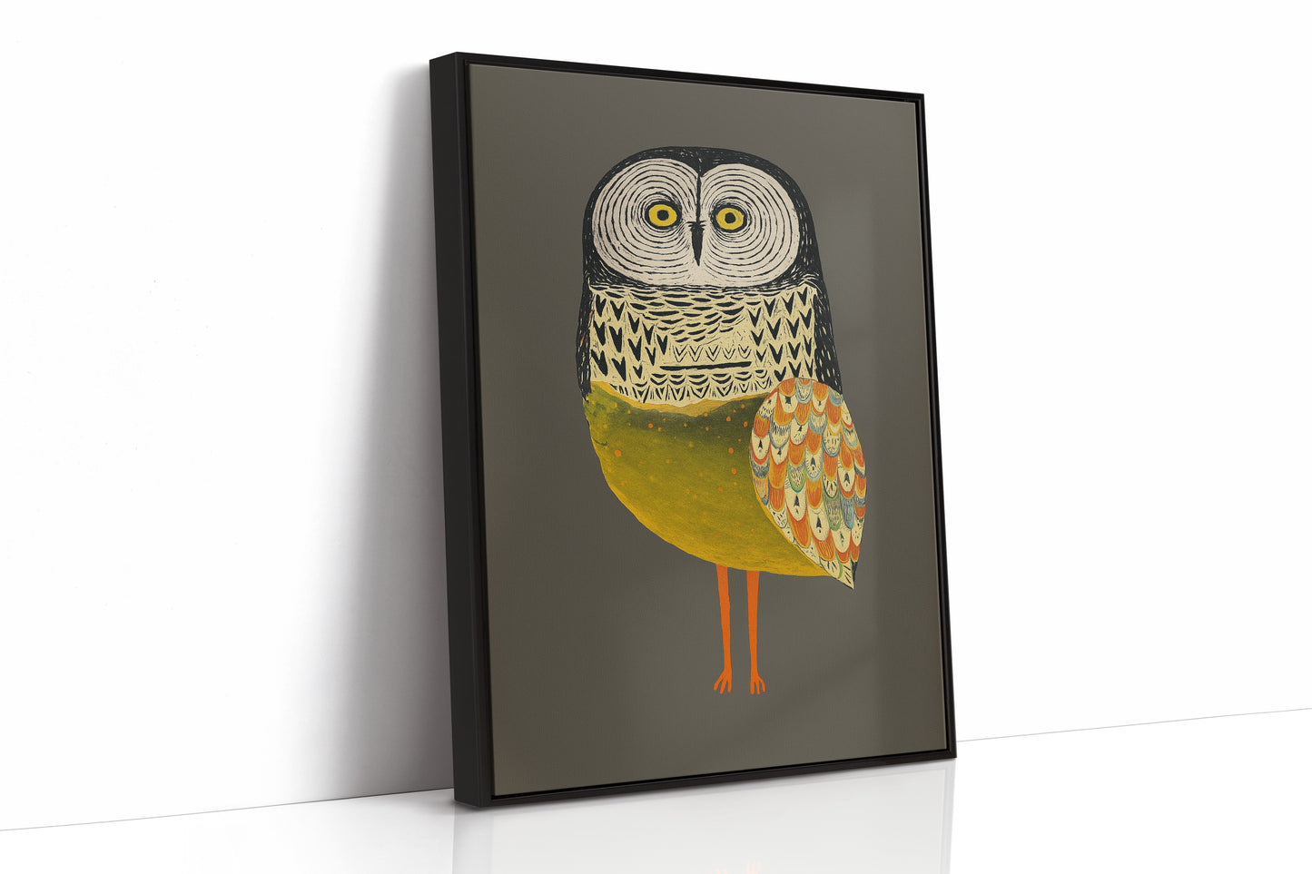 Stylized Owl with Golden Feathers