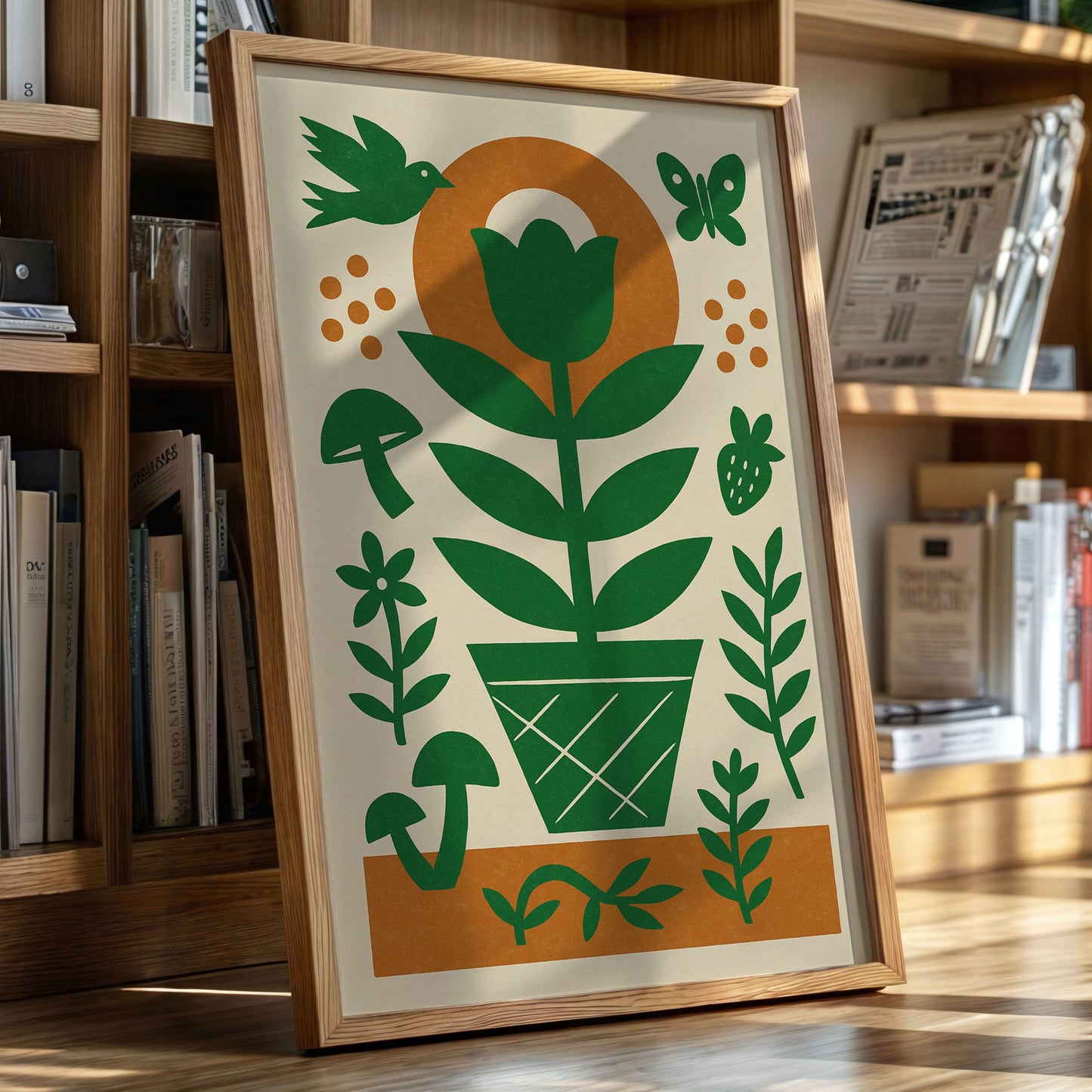 Folk Garden with Bird and Butterfly