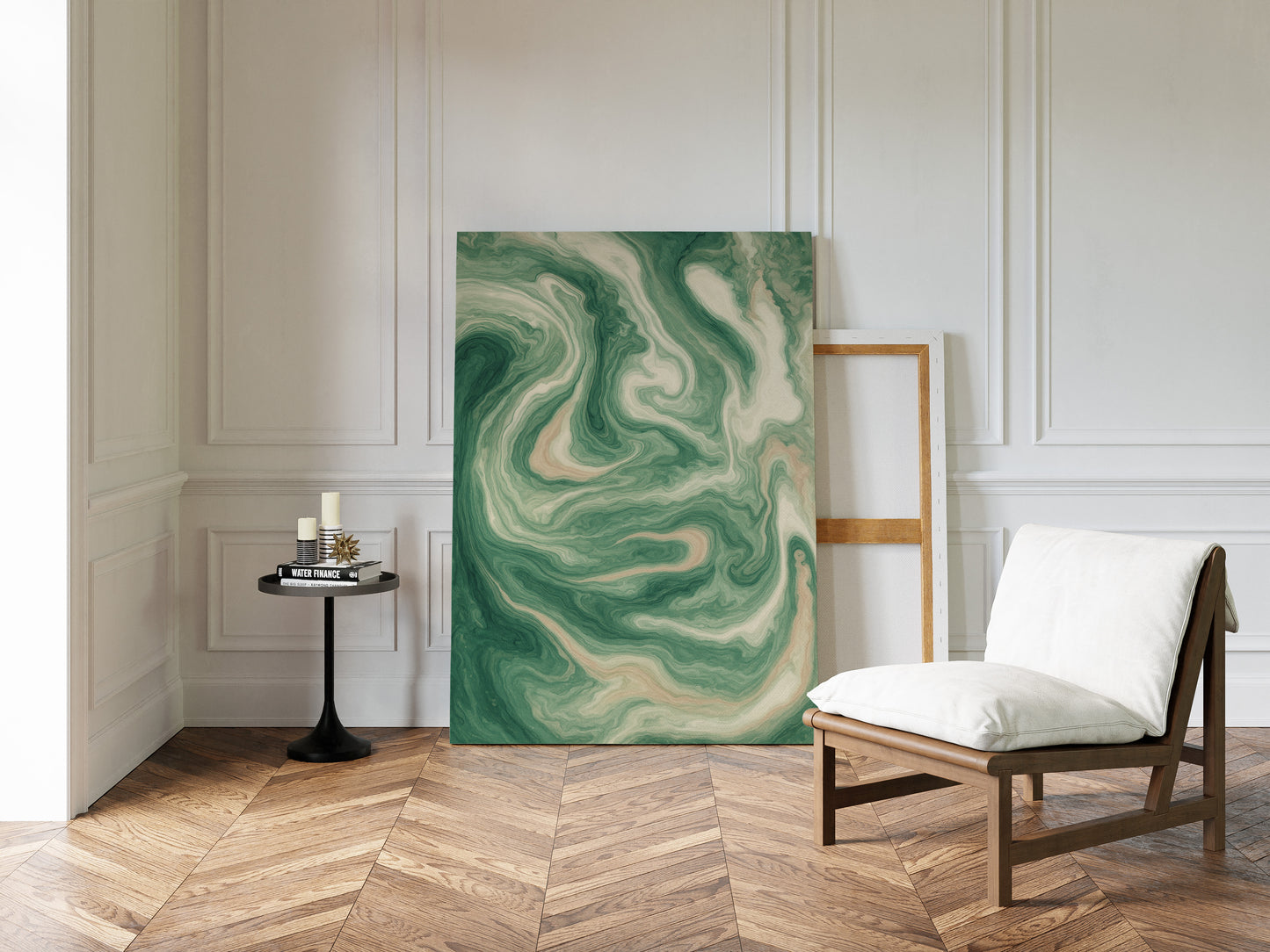Emerald Waves: Abstract Fluid Art Print