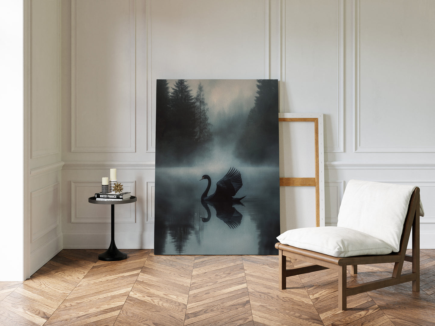 Black Swan in Morning Fog