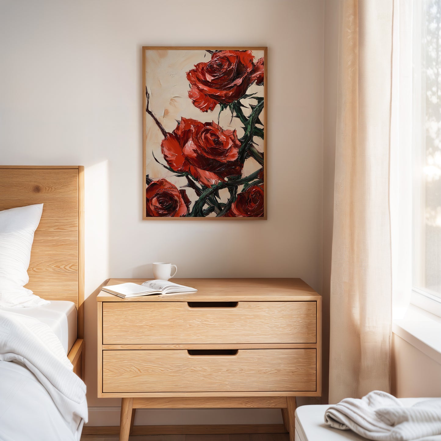 Crimson Roses with Thorns