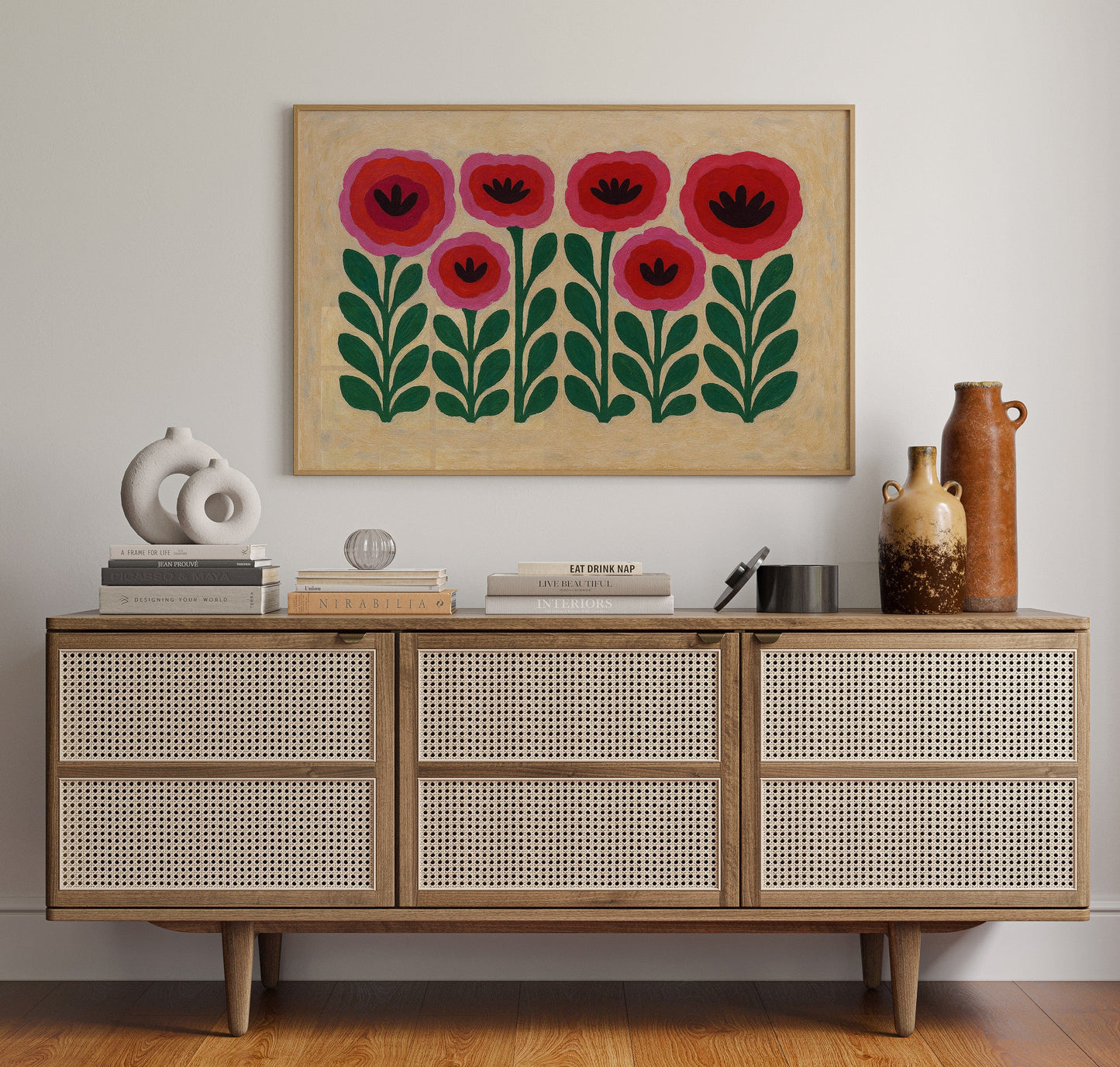 Folk Garden – Scandinavian Poppy Wall Art