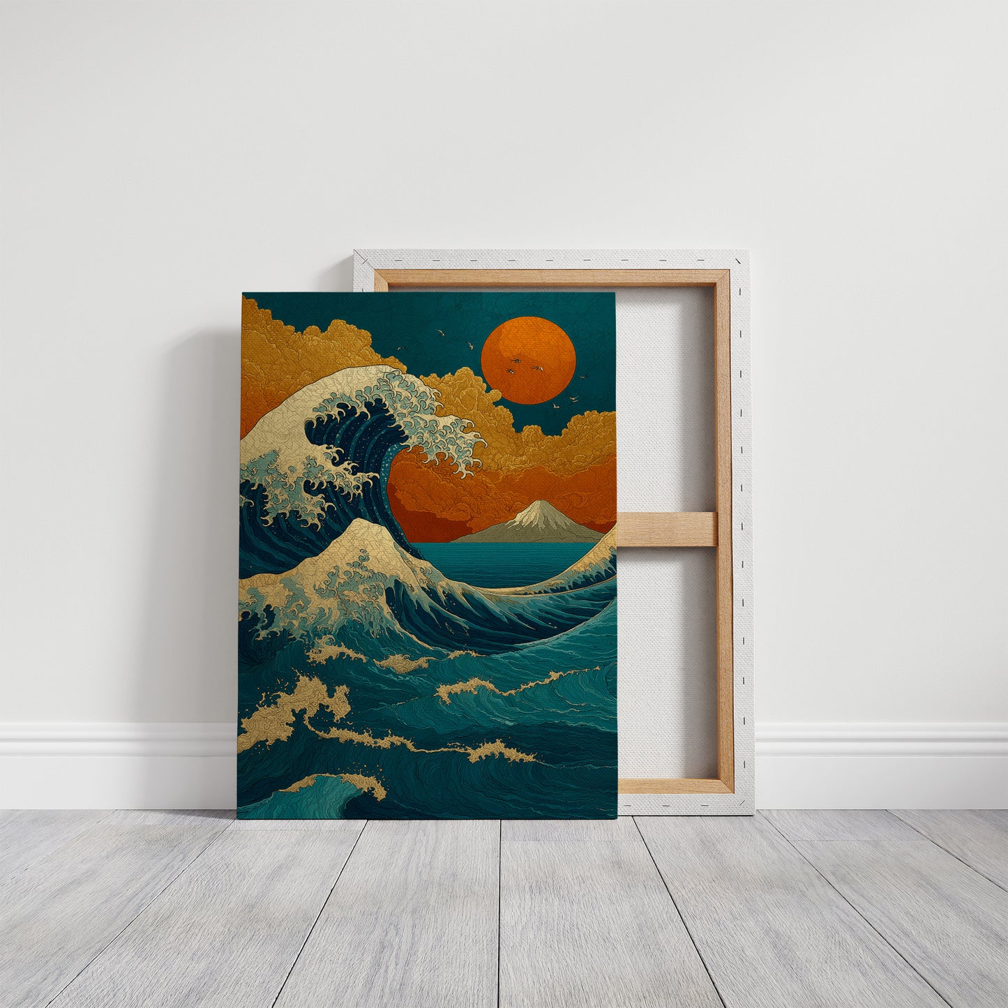 Teal Waves Chase Golden Horizons