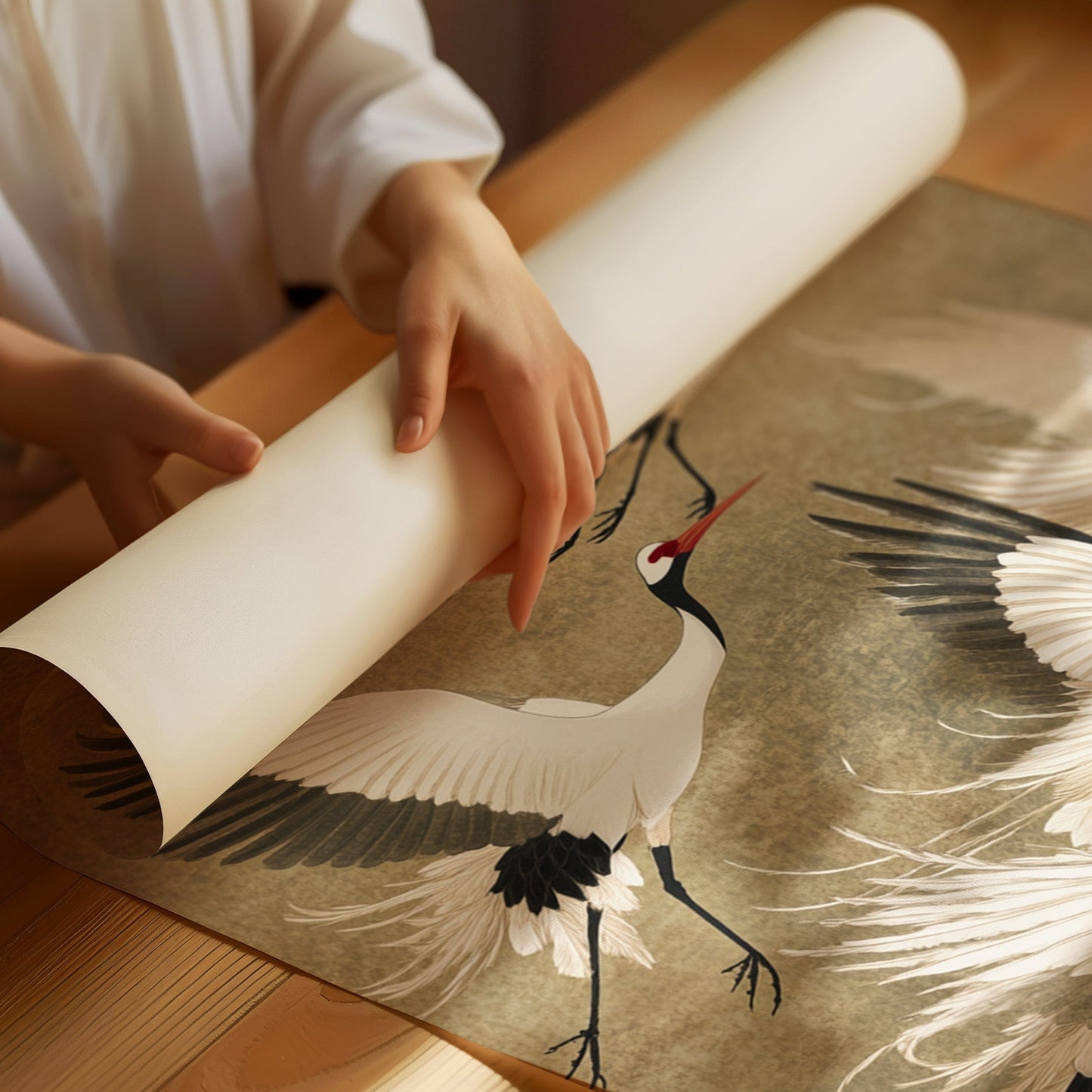 Elegant Japanese Crane Wall Art – Traditional Nature-Inspired Print
