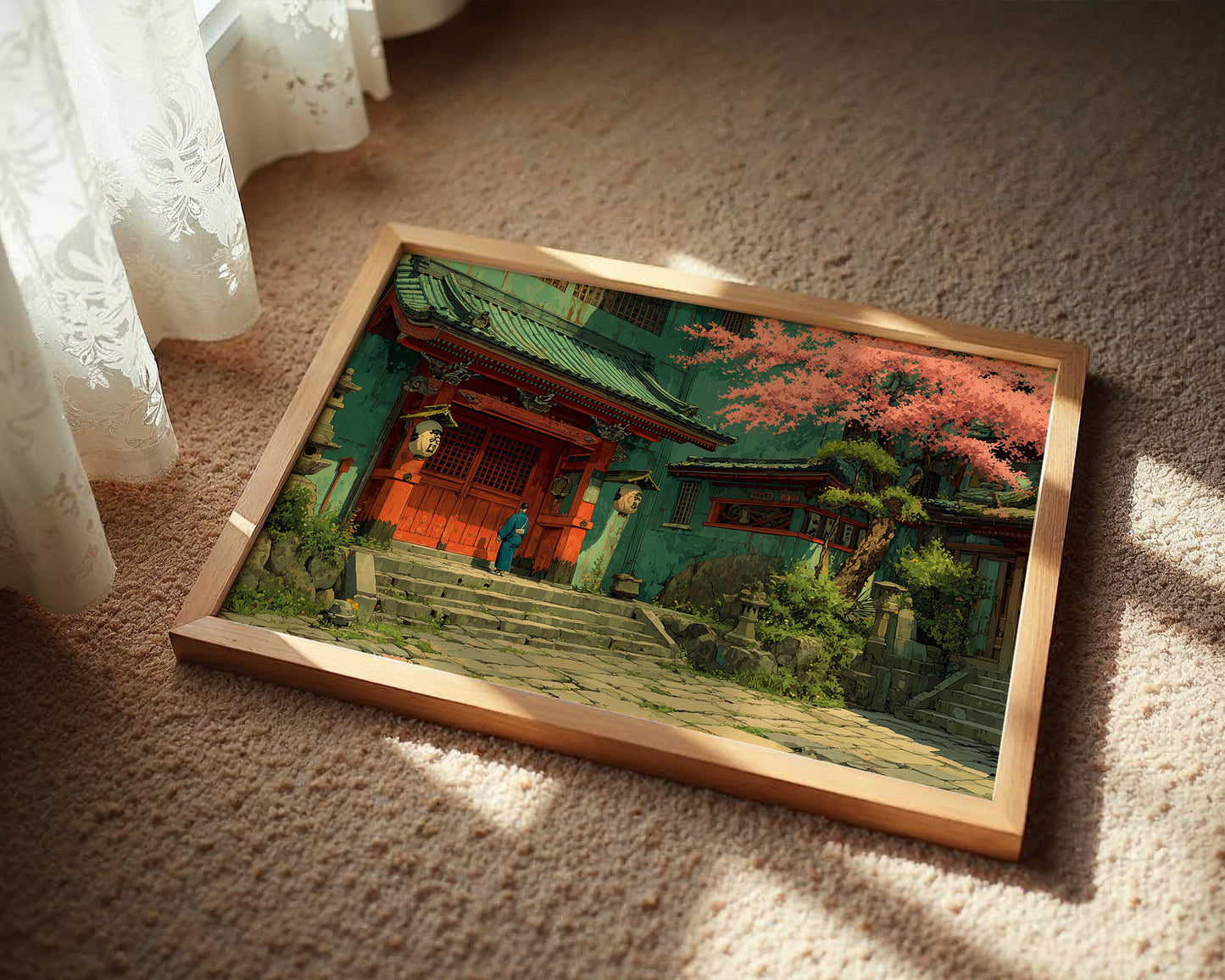 Cherry Blossoms Guard Ancient Temple Gates