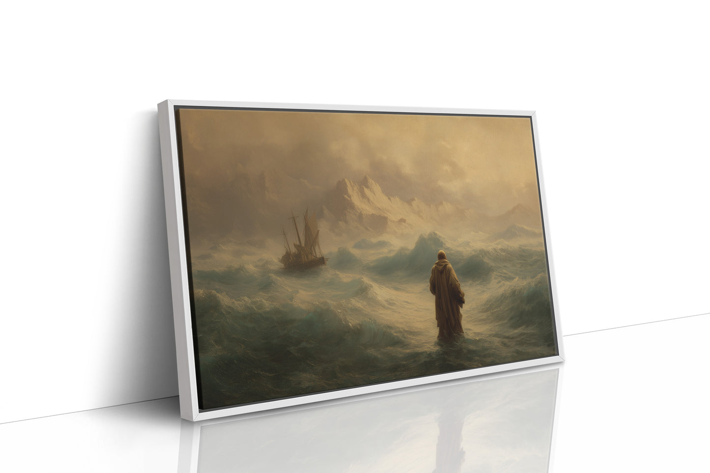 Solitary Figure Amid Raging Tides
