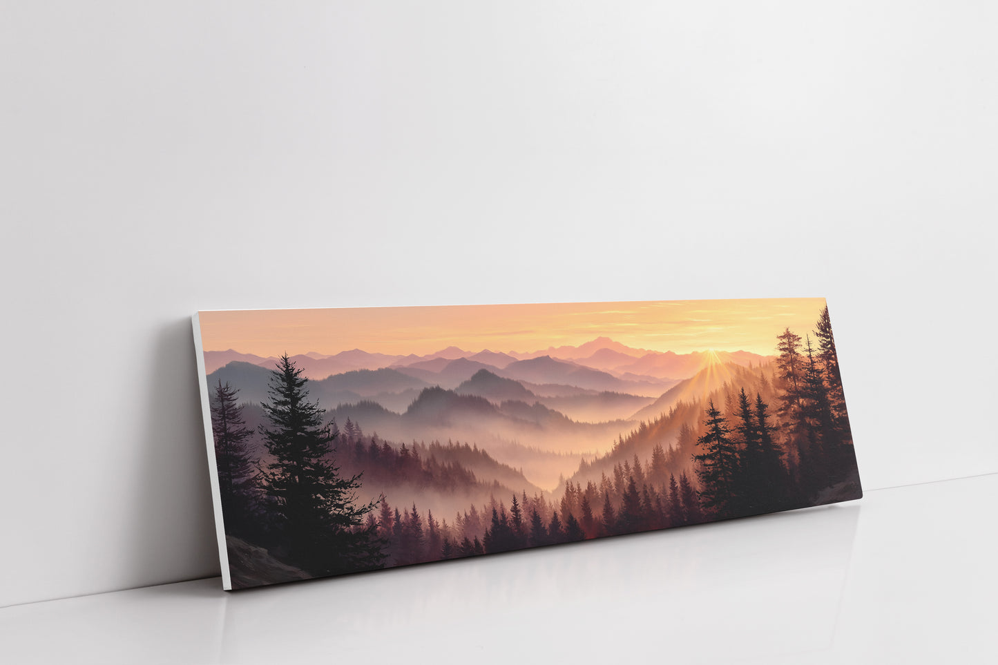Sunrise Through the Misty Pines