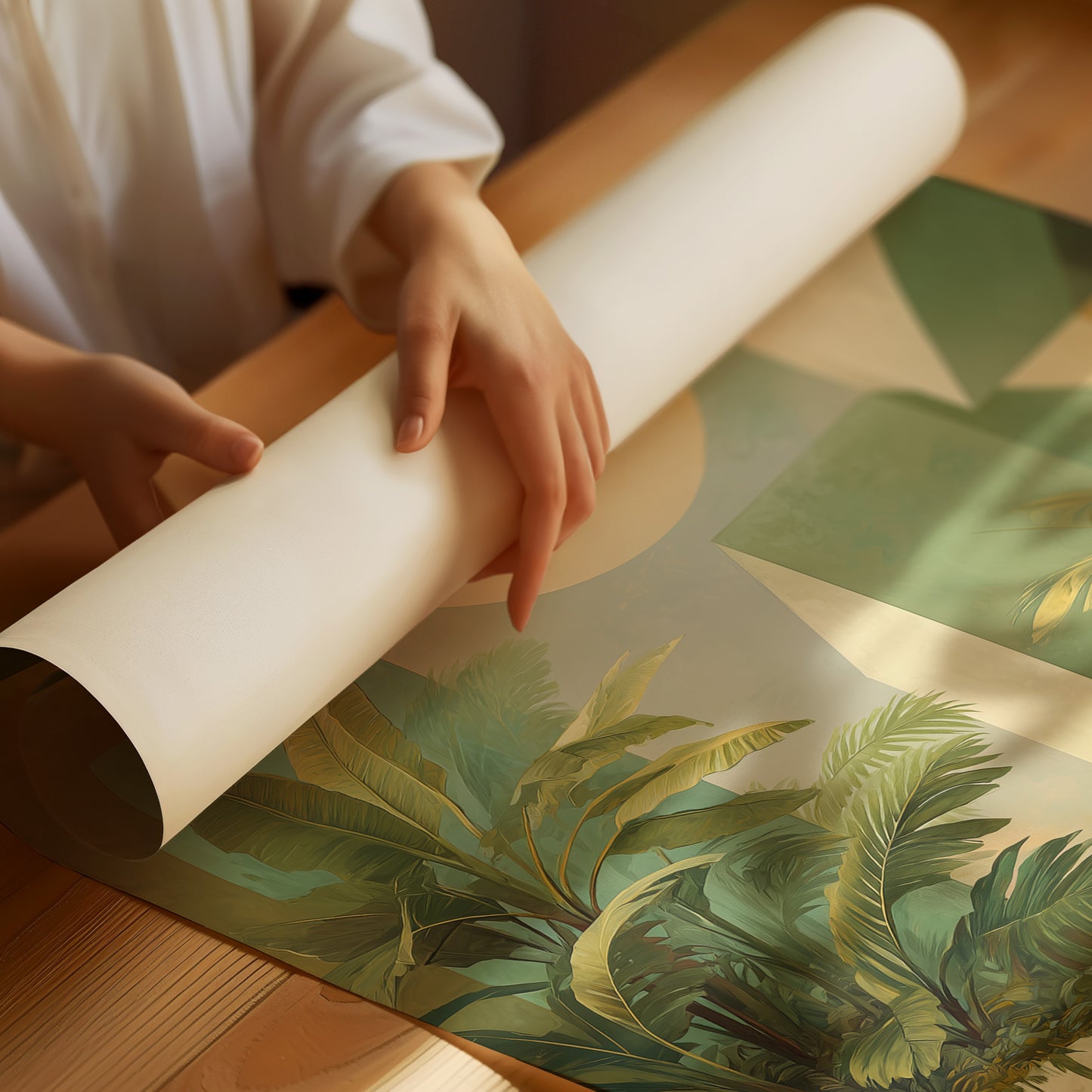 Palms Dance In Geometric Sunlight