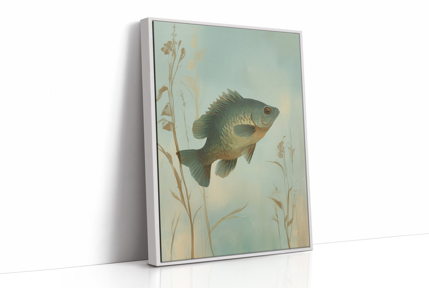 Sunlit Bass Among Pond Reeds