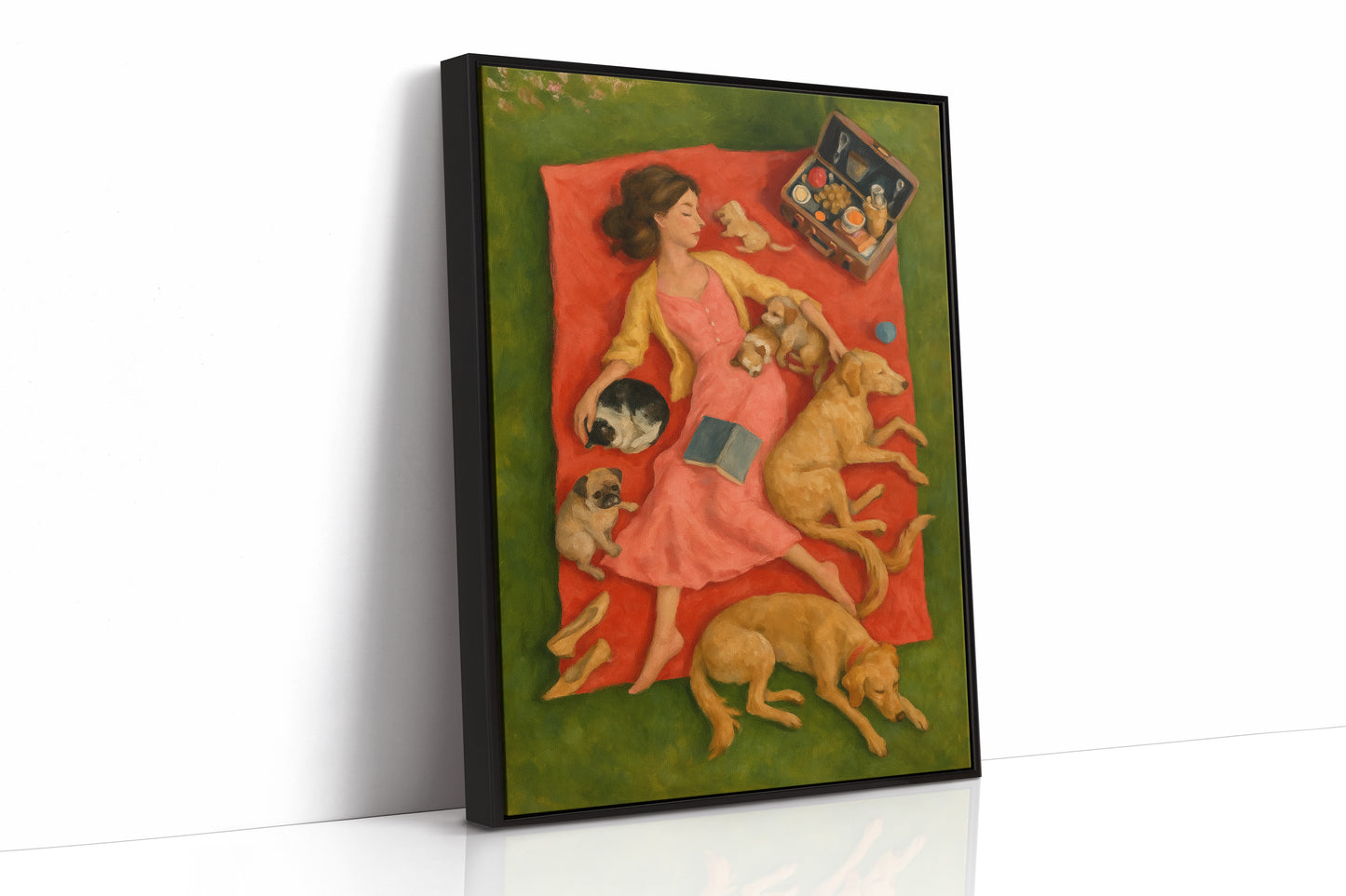 Picnic Nap with Dogs and a Book