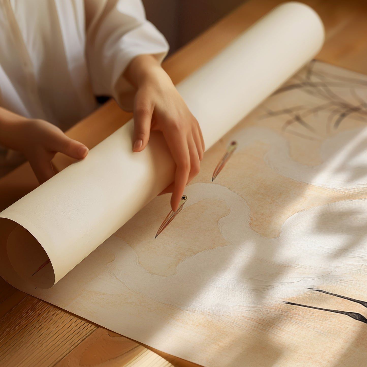 Japanese Egret Wall Art – Elegant Traditional Asian Nature Print