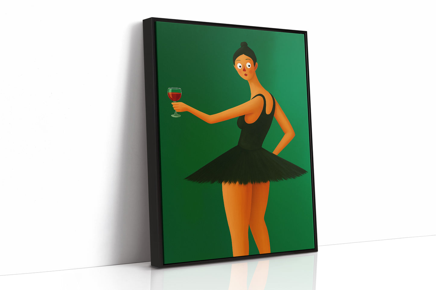 Surprised Ballerina with Wine Glass
