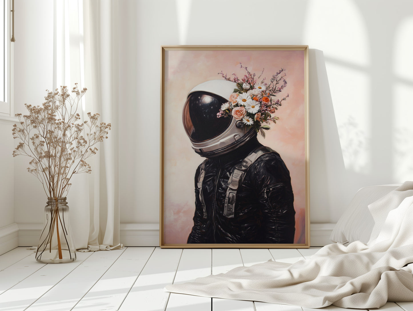 Astronaut with Blossoms on Blush