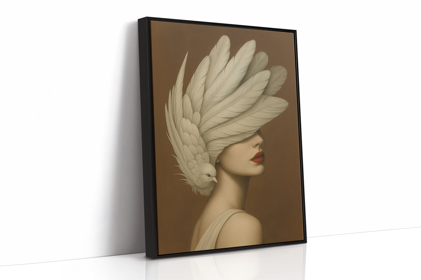 Winged Elegance in Ivory and Crimson