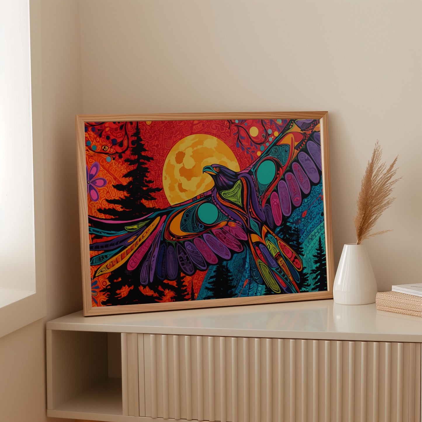 Moonlit Raven Paints Sacred Skies