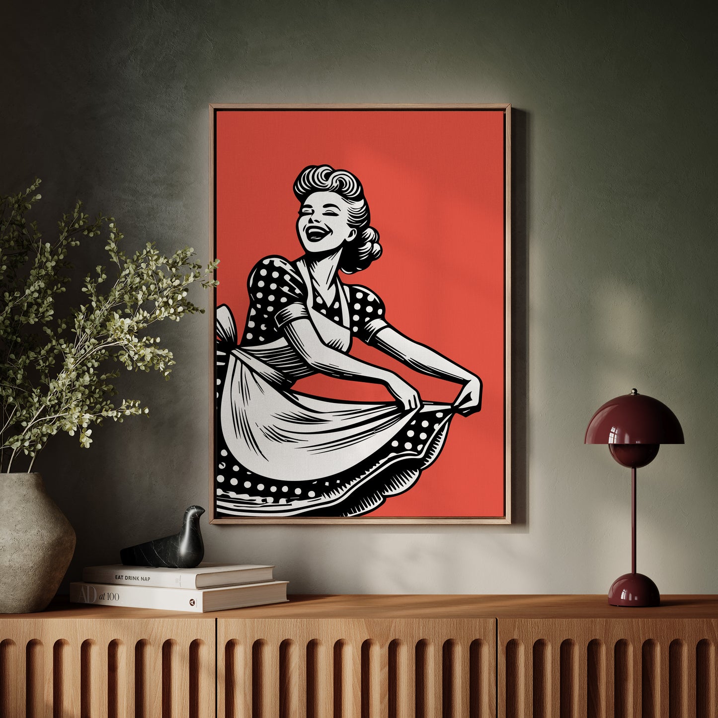 Polka Dots Dance Through Ruby Skies