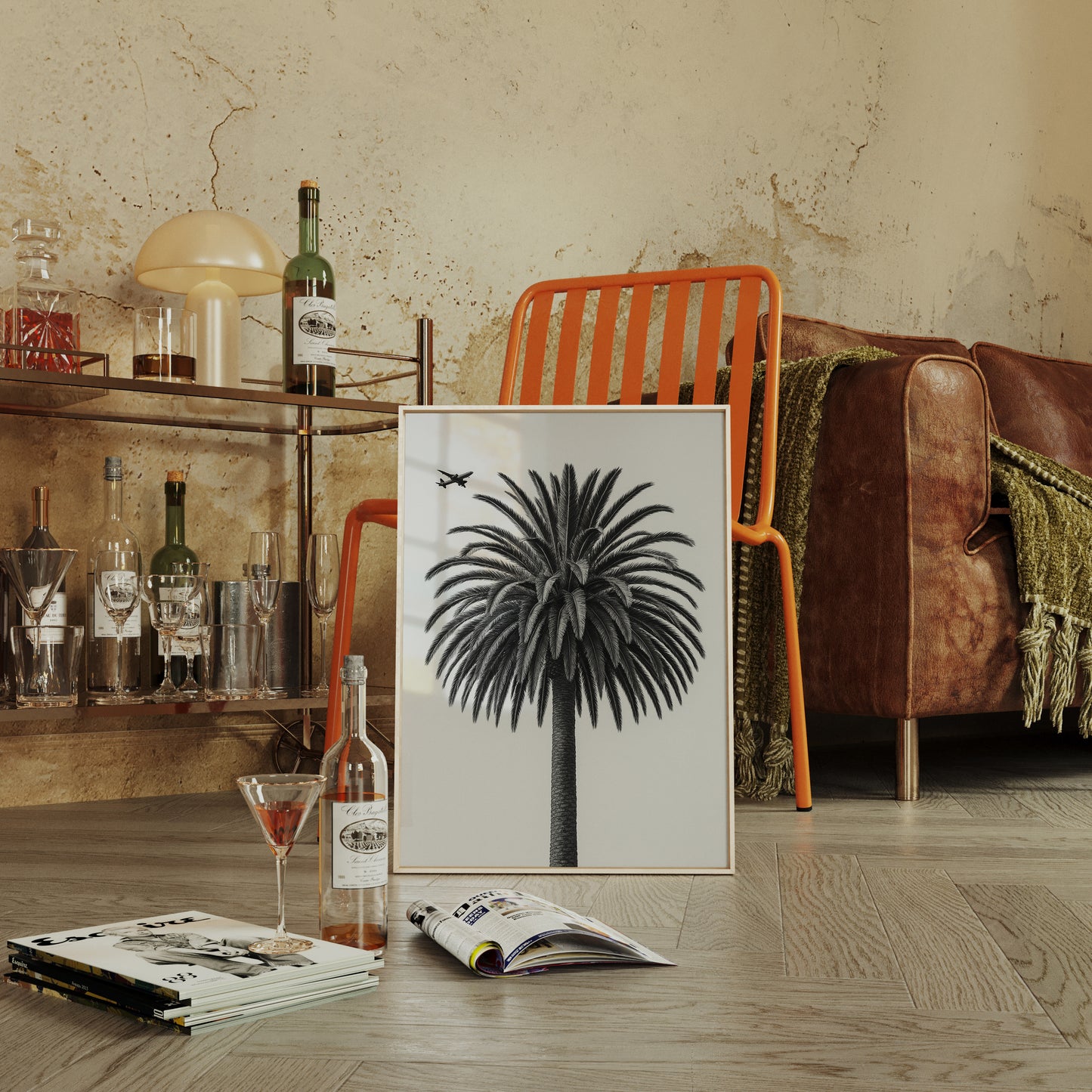 Palm Crown and Passing Plane