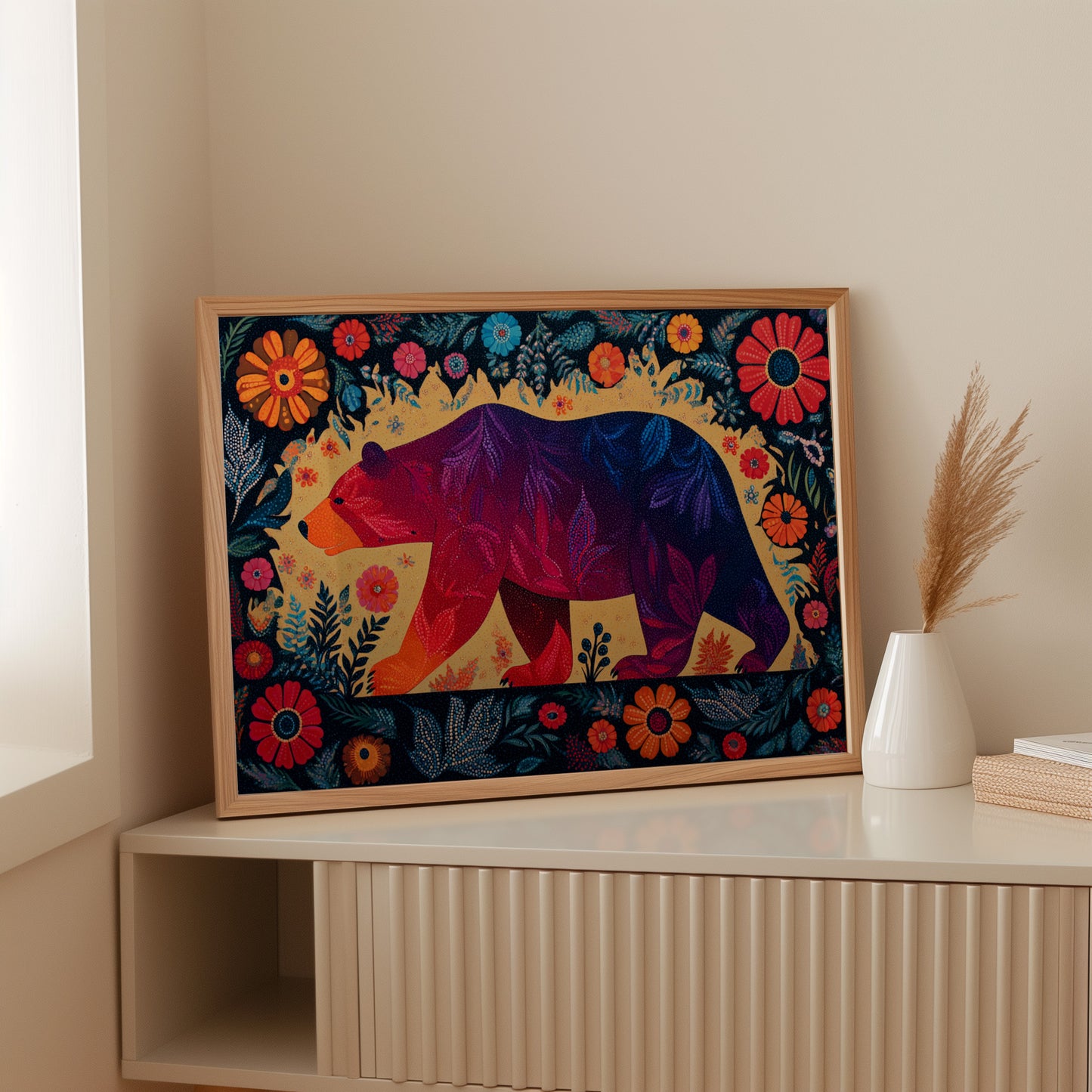 Twilight Bear Among Summer Blooms