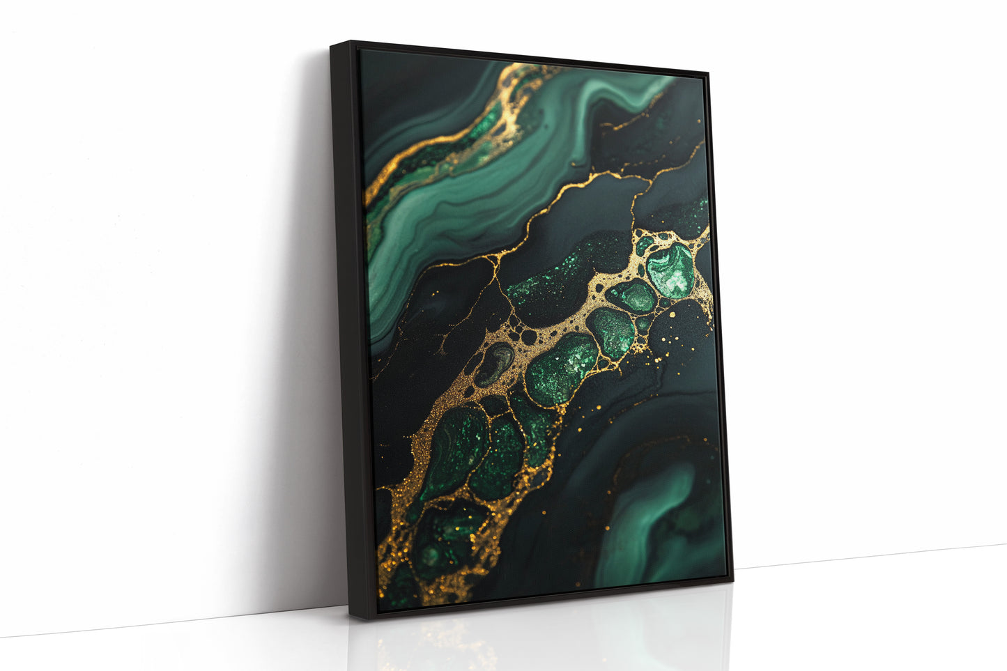 Gilded Cells in Deep Emerald Flow
