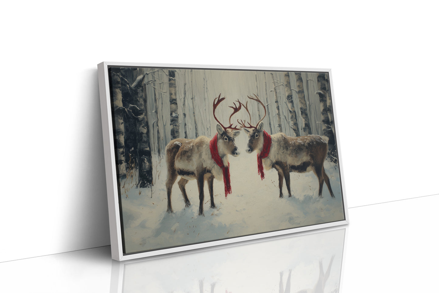 Winter Reindeer Share Crimson Scarves