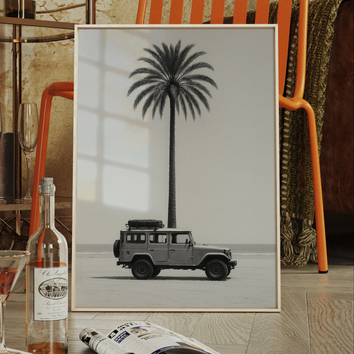 Palm Tree and Beach Cruiser Still Life