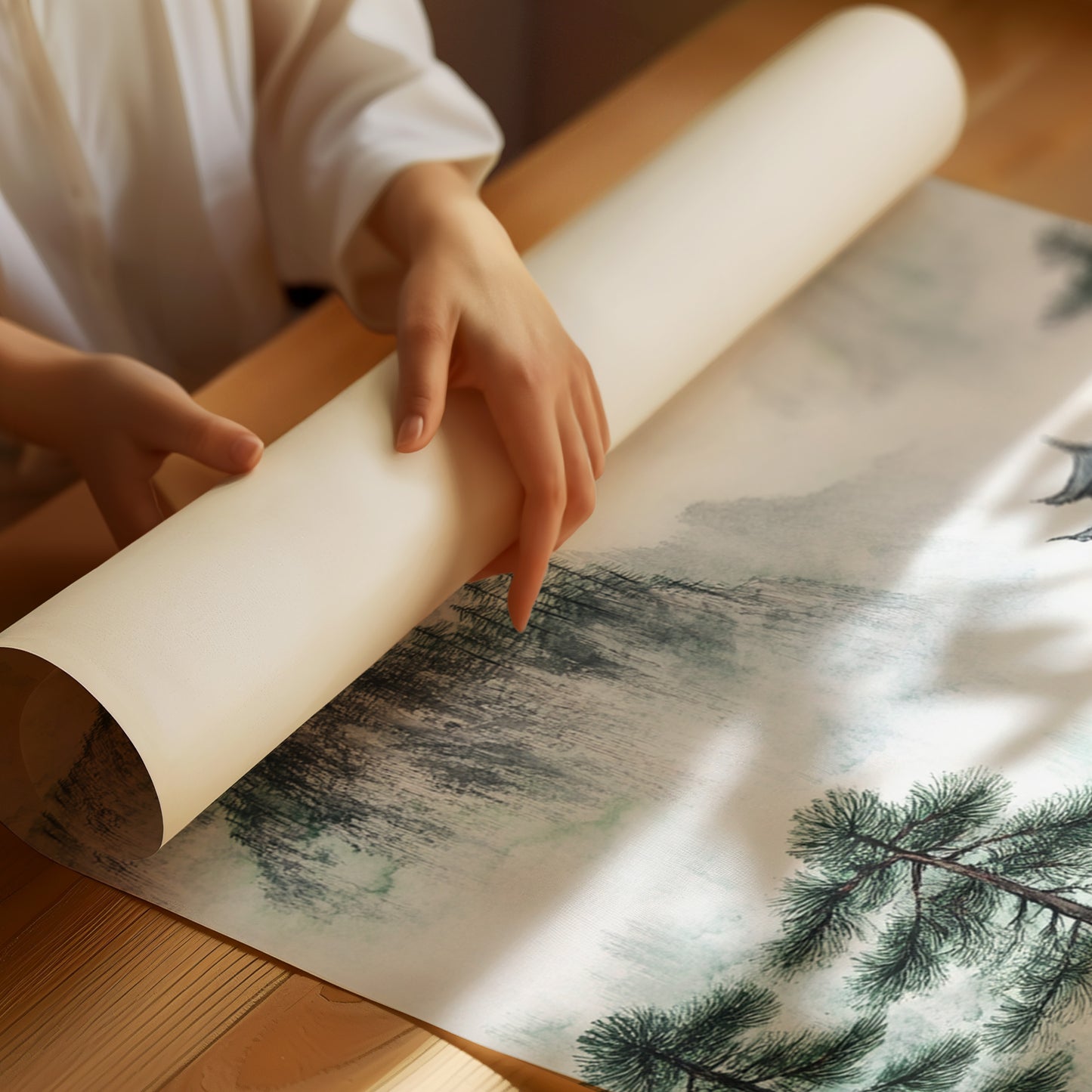 Misty Mountain Landscape – Tranquil Chinese Zen Wall Art