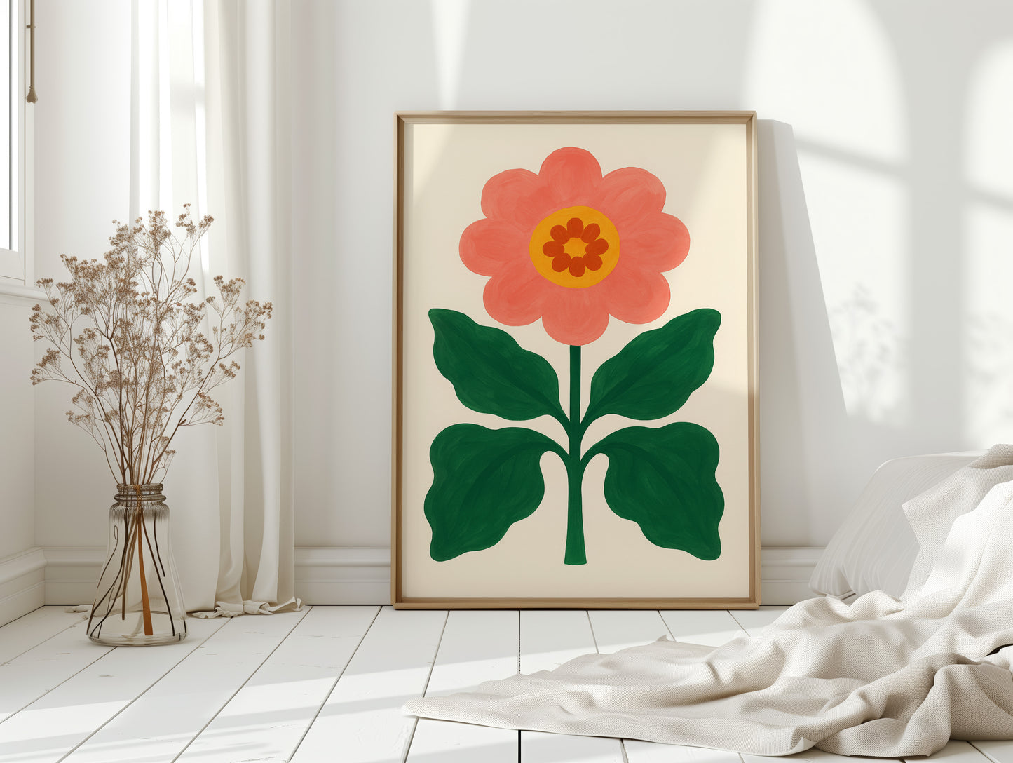 Sunny Bloom in Coral and Green