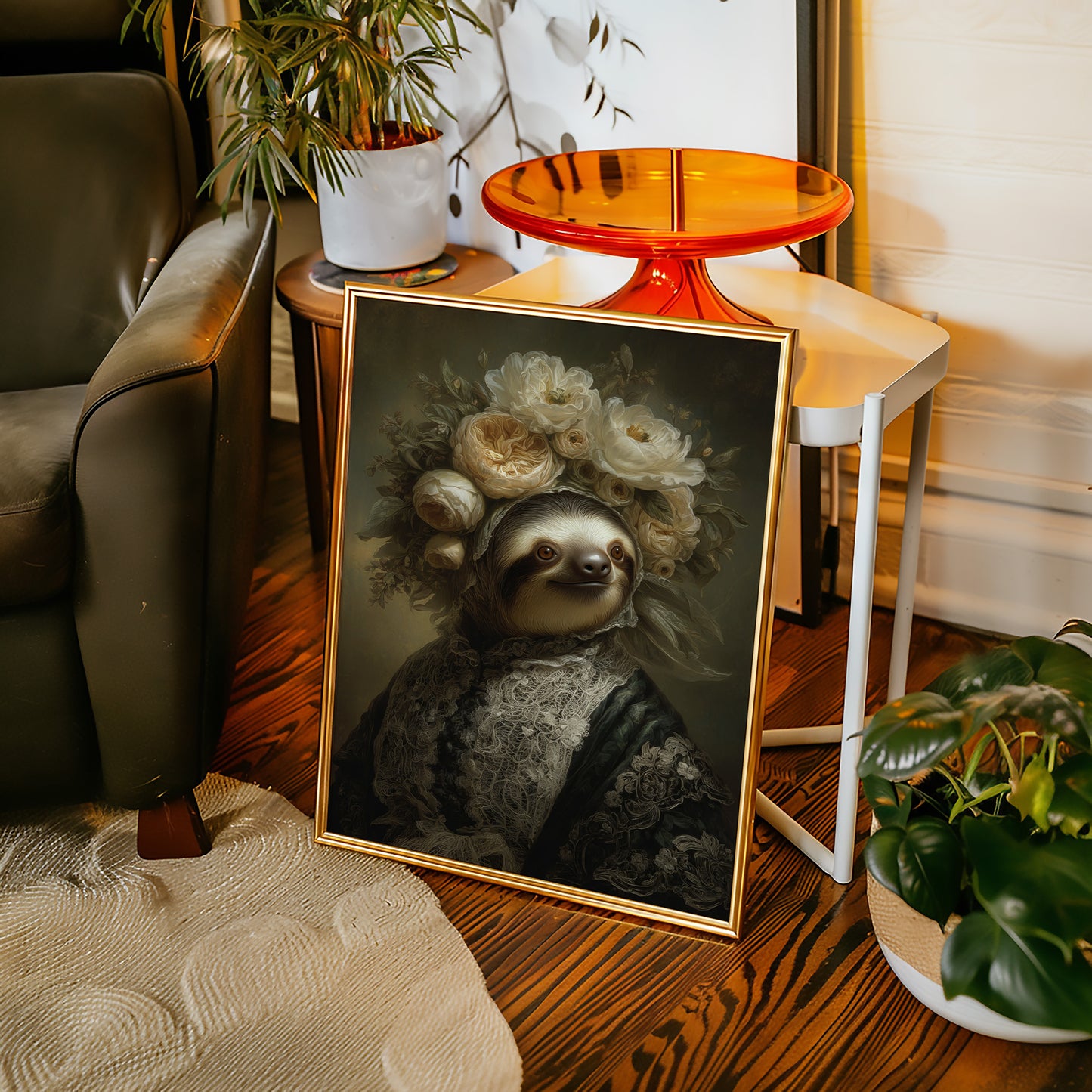 Regal Sloth in Floral Elegance