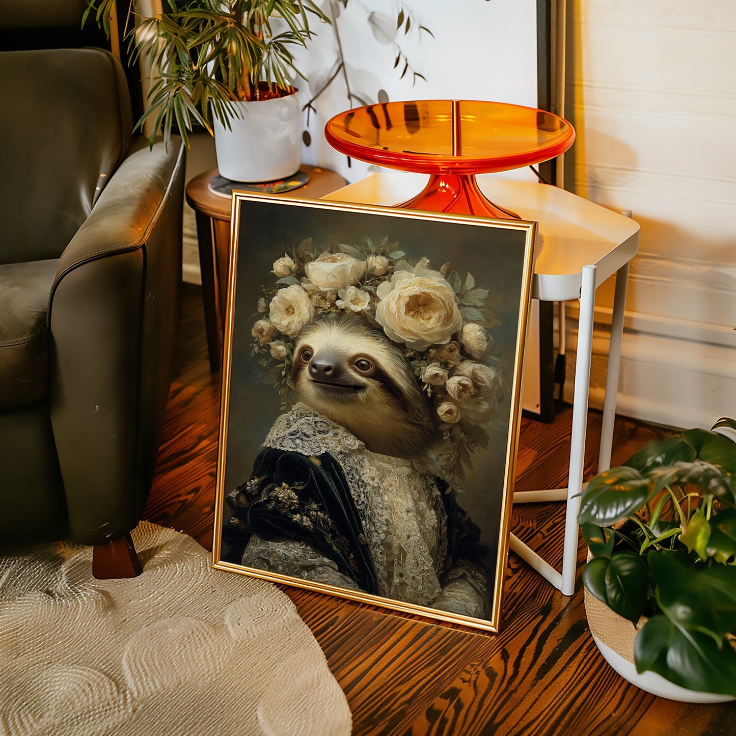 Regal Sloth Amidst Blossoms