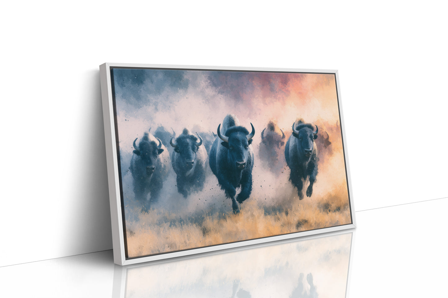 Bison Stampede Through Golden Dust