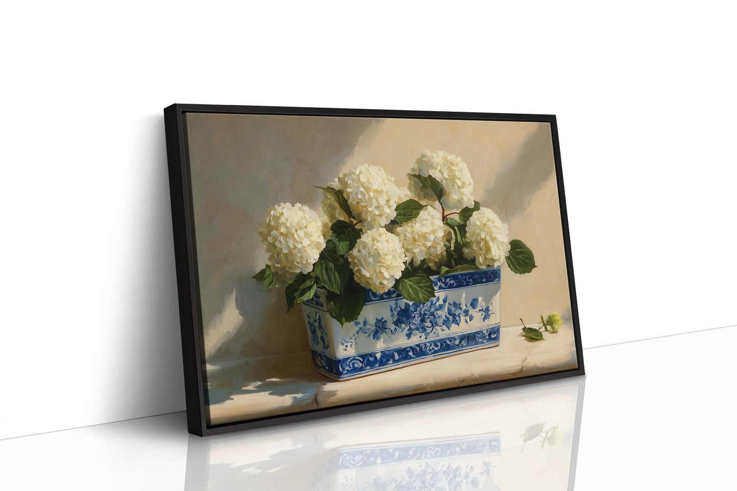 White Blooms in Blue Porcelain
