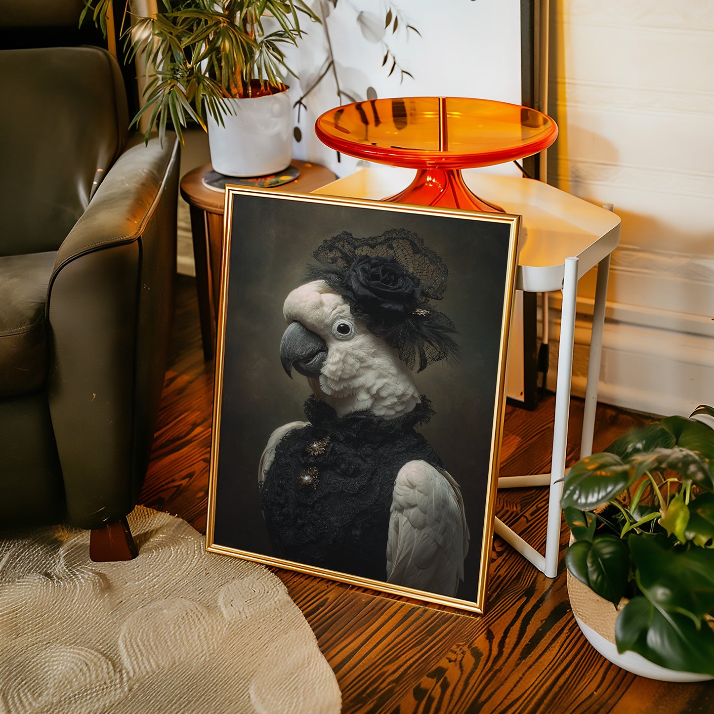 Regal Cockatoo in Lace Attire