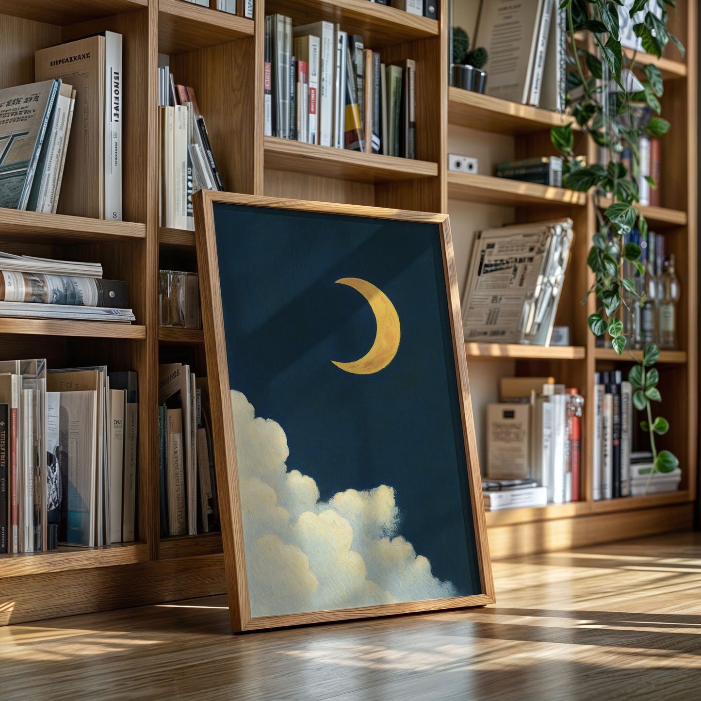 Golden Moon Over Soft Clouds