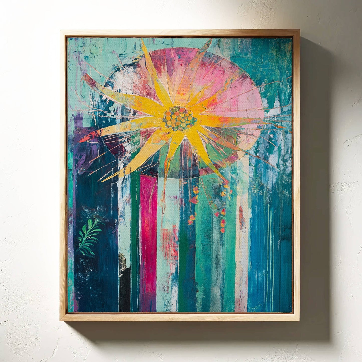 Sunflower Bursts Through Turquoise Rain