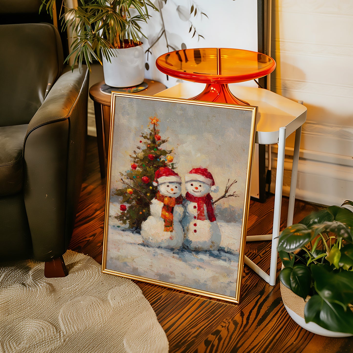 Frosty Friends Under Twinkling Lights