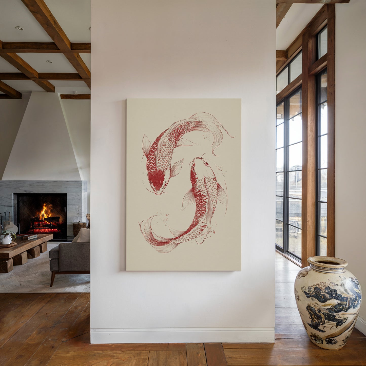 Yin-Yang Koi Fish – Minimalist Japanese Ink Wall Art