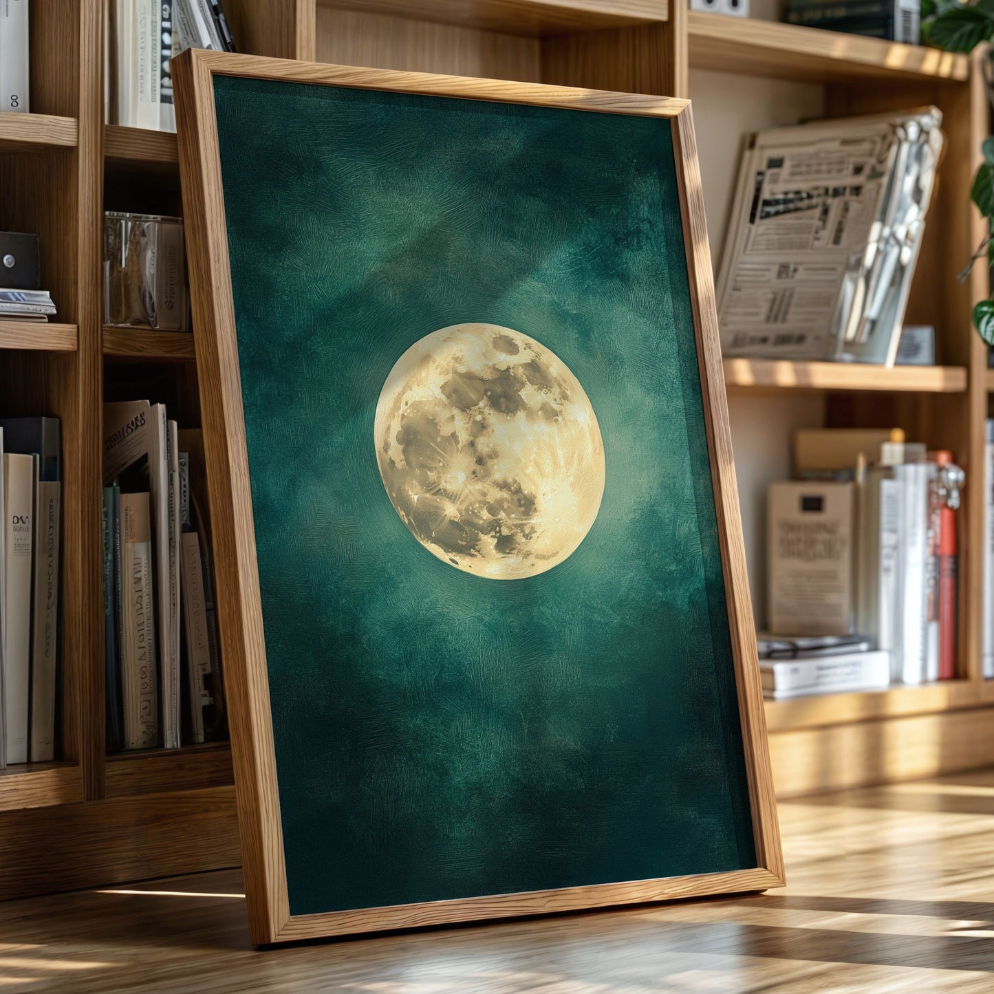 Full Moon Rising in Emerald Sky