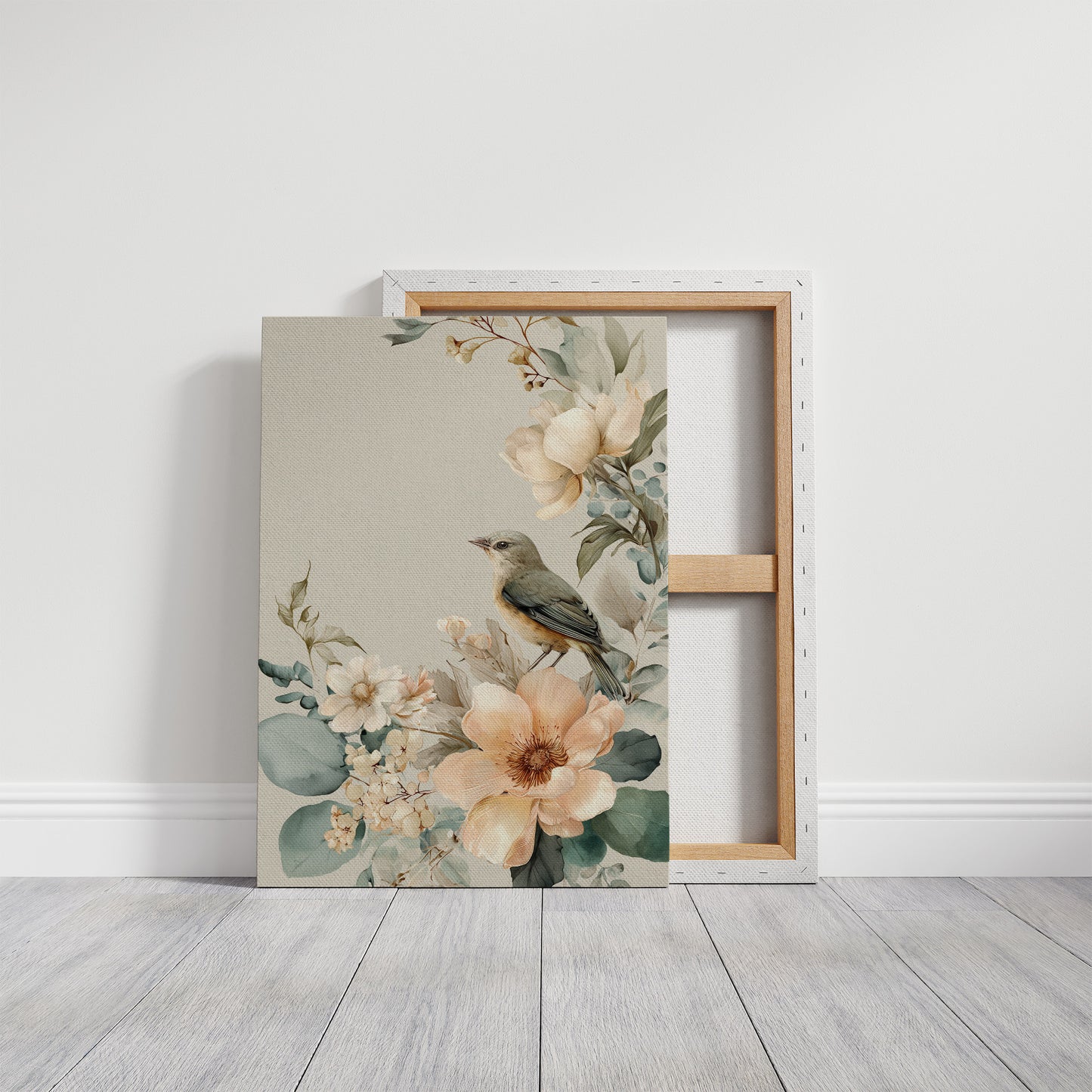 Songbird Perched Among Delicate Blooms