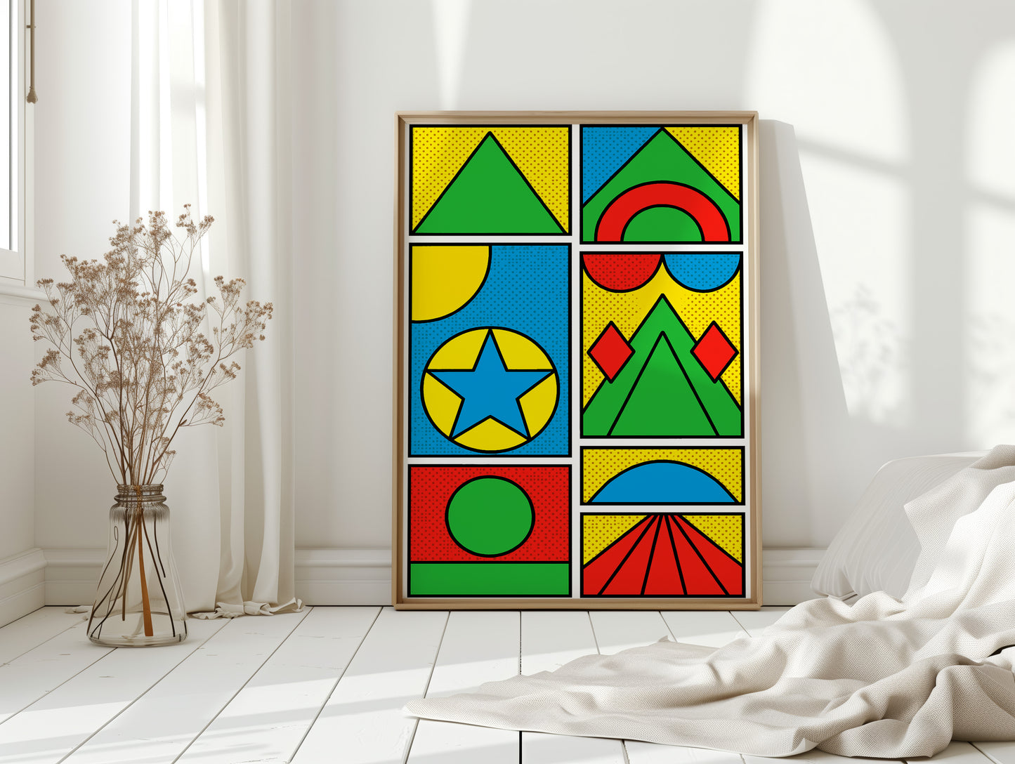 Pop Geometry in Primary Color Panels