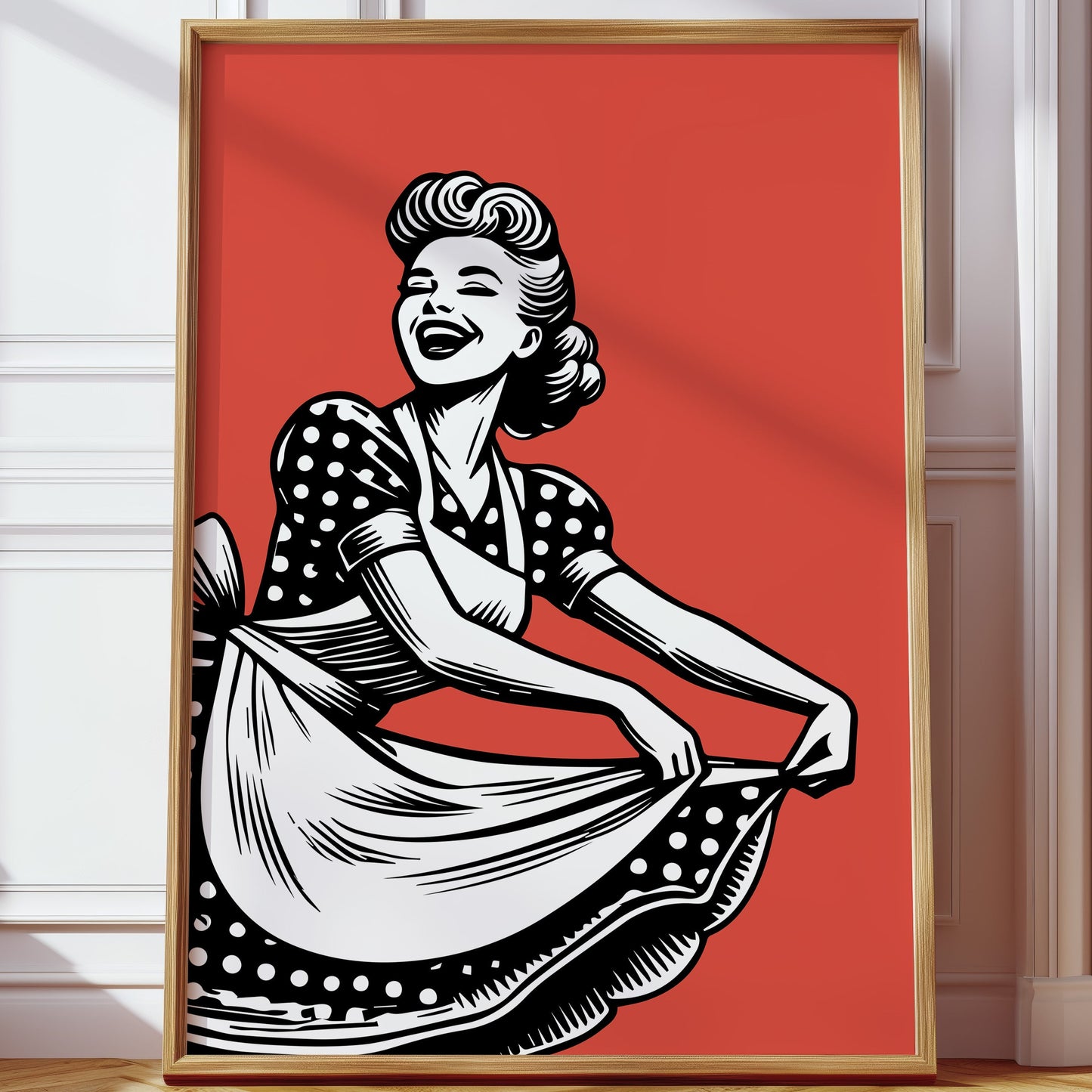 Polka Dots Dance Through Ruby Skies