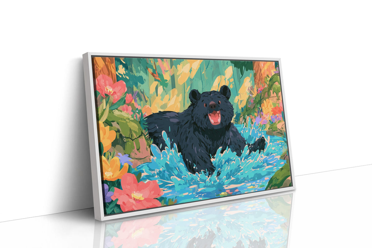 Black Bear Splashes Through Bloom