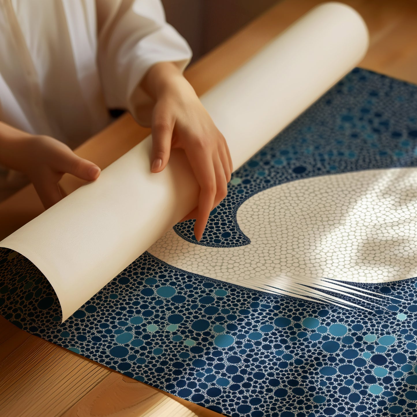 Elegant White Egret – Mosaic-Inspired Bird Wall Art