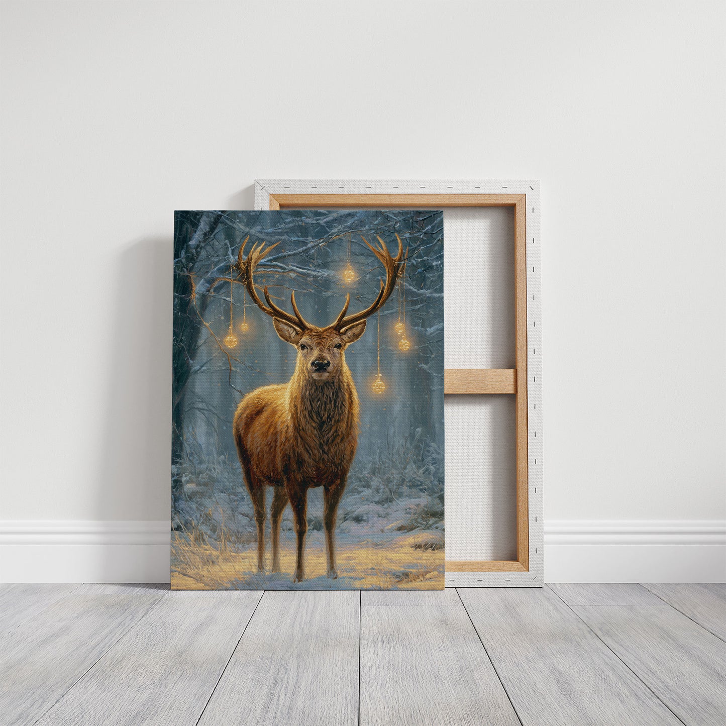 Stag Beneath December's Golden Lights