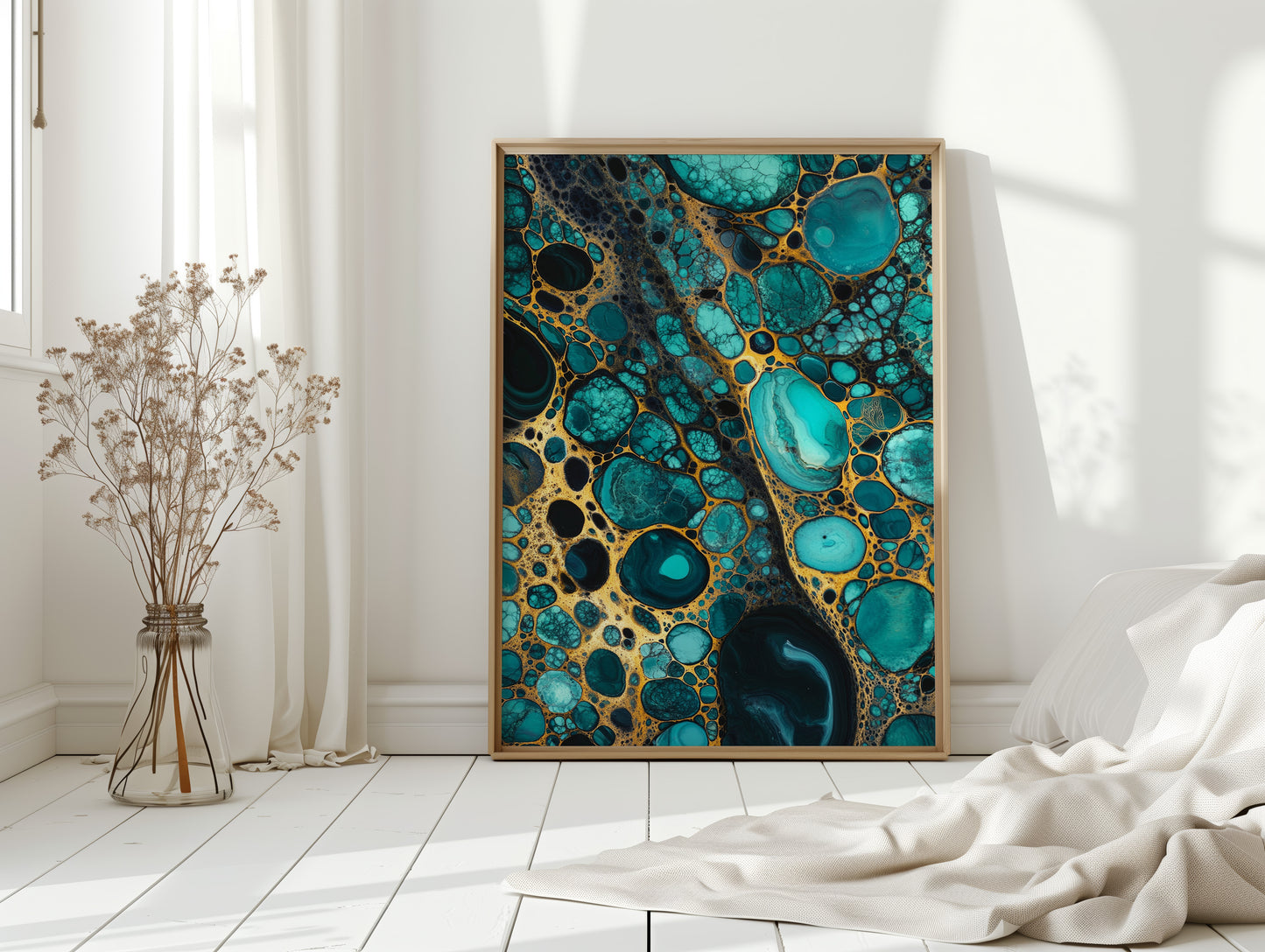 Golden Currents Beneath Turquoise Skin