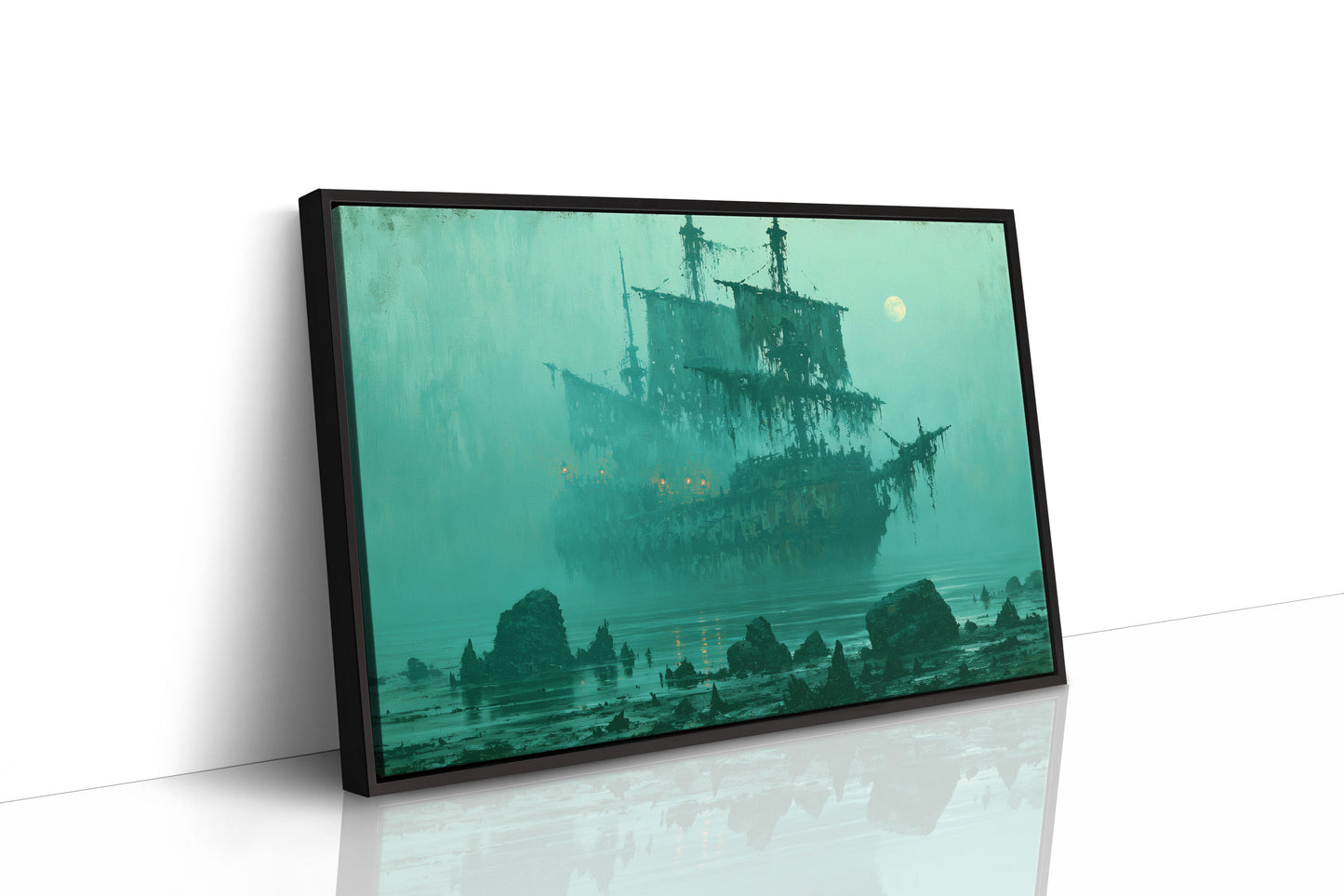 Ghost Ship Under Full Moon